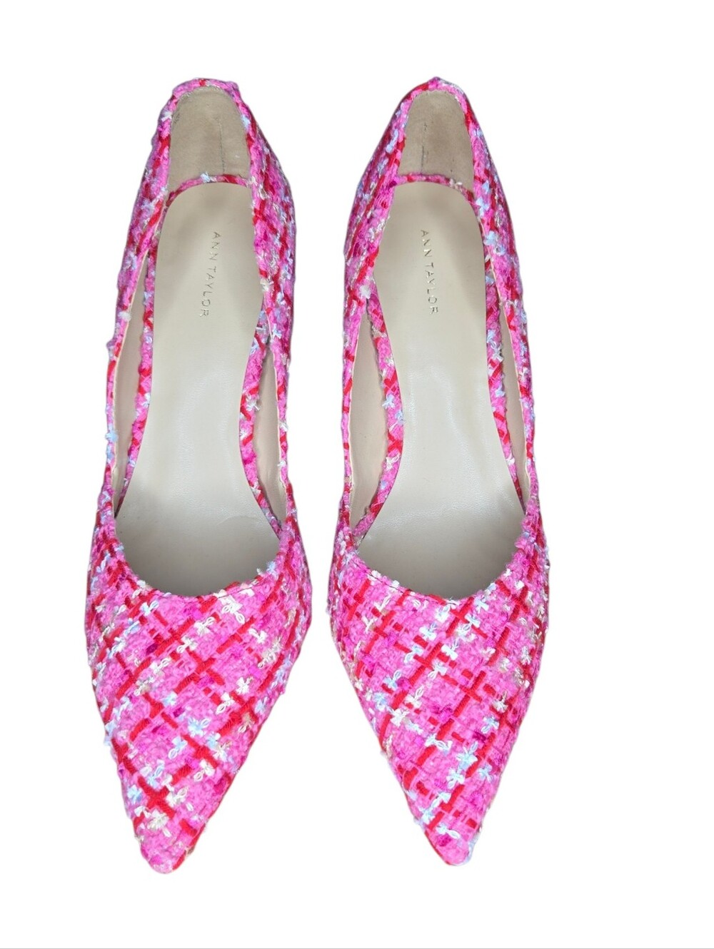 Ann Taylor Womens Pink Charm Tweed Point Toe Azra Pumps Heels Size 9 - Picture 3 of 10
